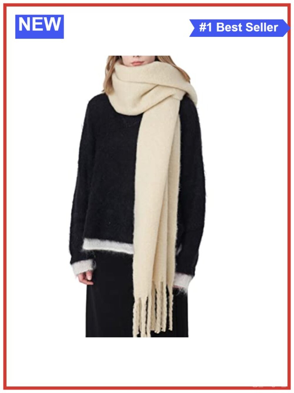 Oversized Tassel Scarf Soft Thick Warm Shawl Women Fall Winter